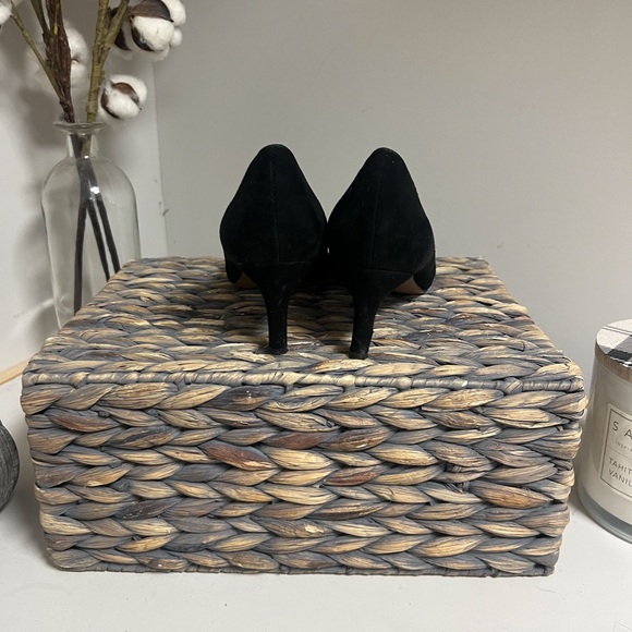 Franco Sarto Black Leather Pointed Toe Kitten Heels Size 8M - Picture 4 of 11